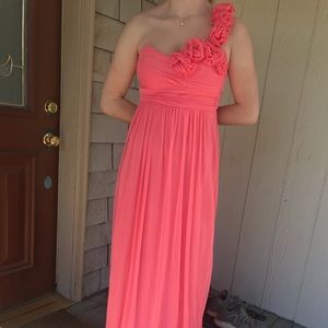 Macy’s Coral bridesmaid dress